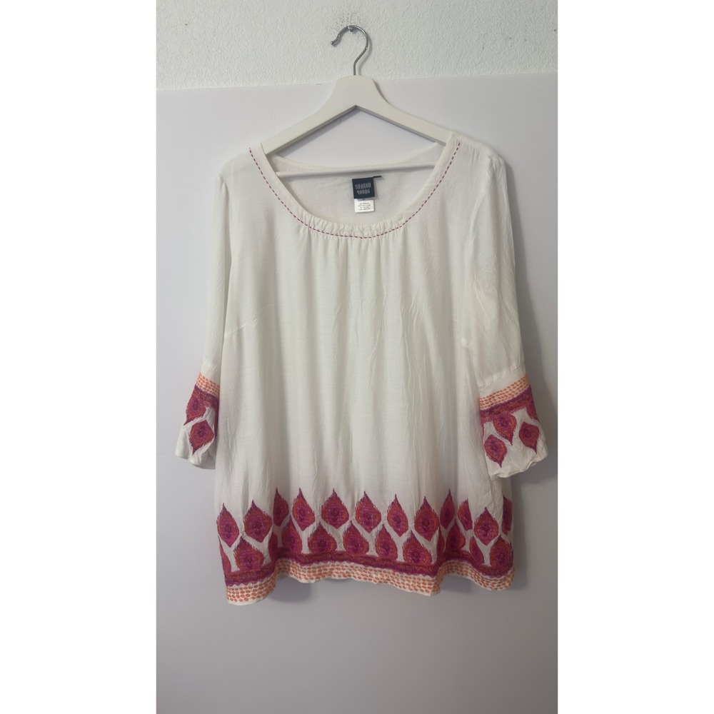 Sharon Young Peasant Blouse Top Womens Boho Tribal Summer Coastal Festival